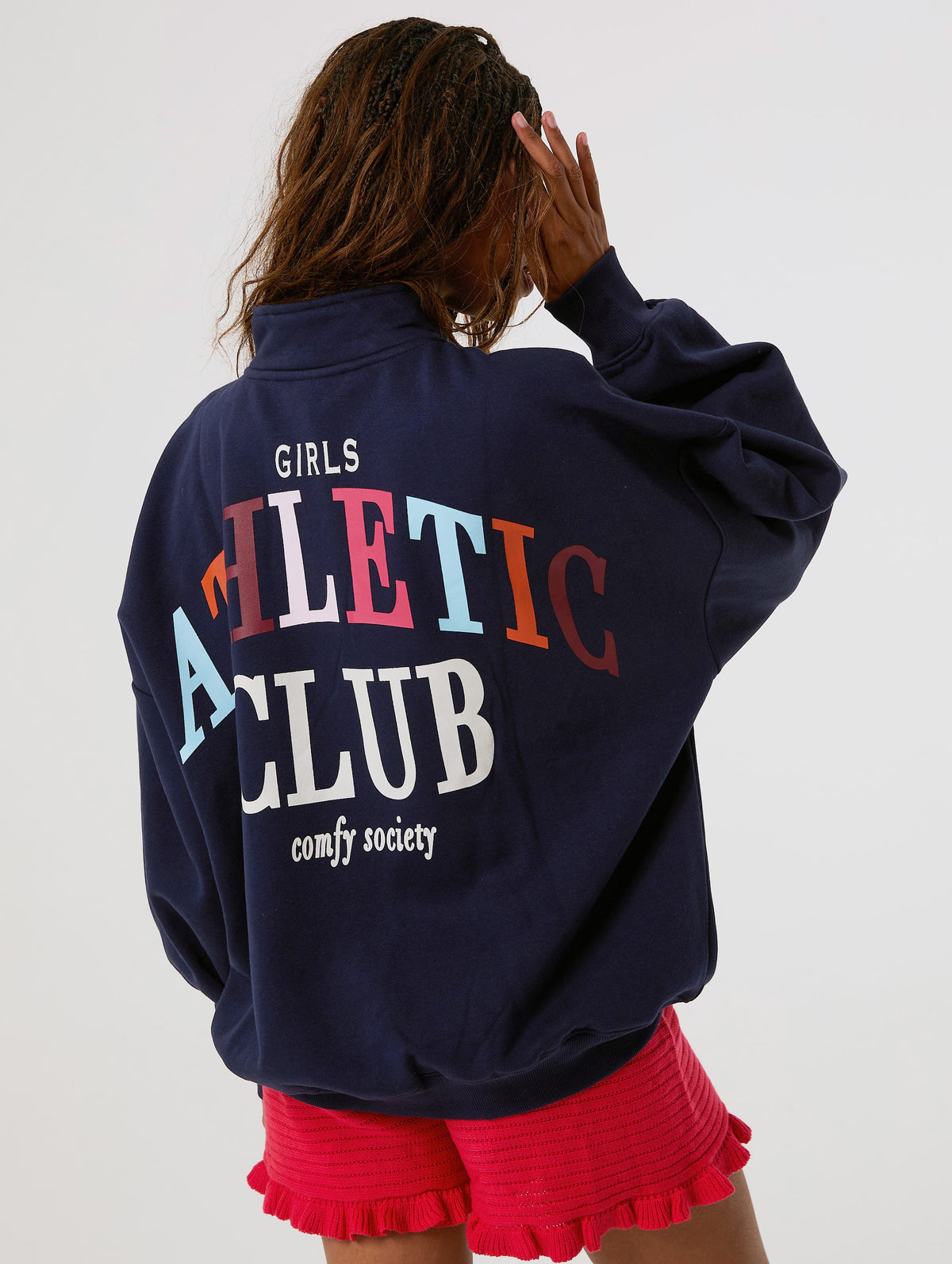 Athletic Club Navy Quarter Zip Sweatshirt Hoodies & Sweatshirts Skinnydip London