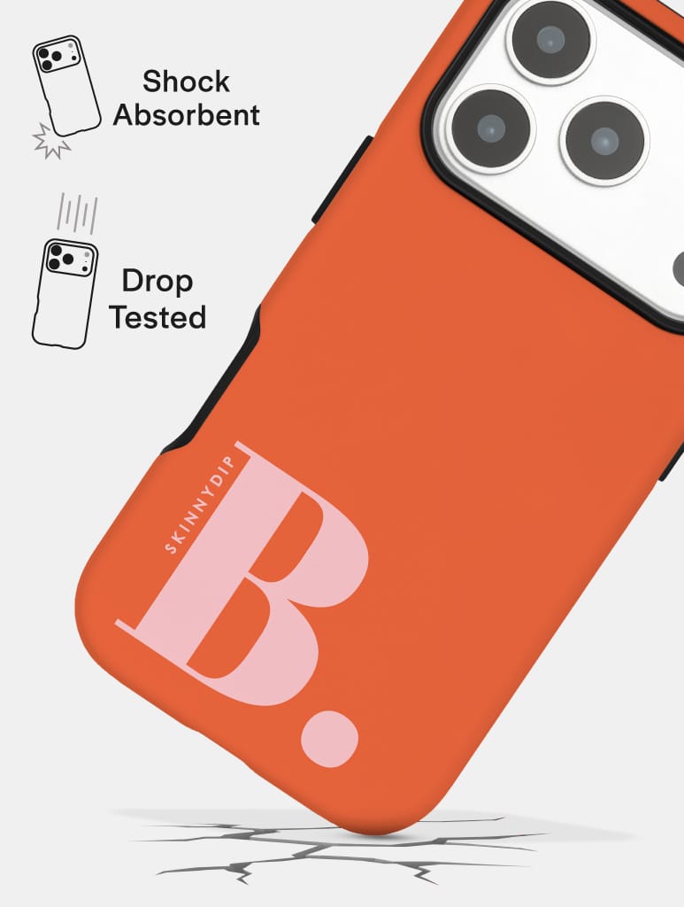 'B' Initial Orange Ultra Protective iPhone Case Phone Cases Skinnydip London