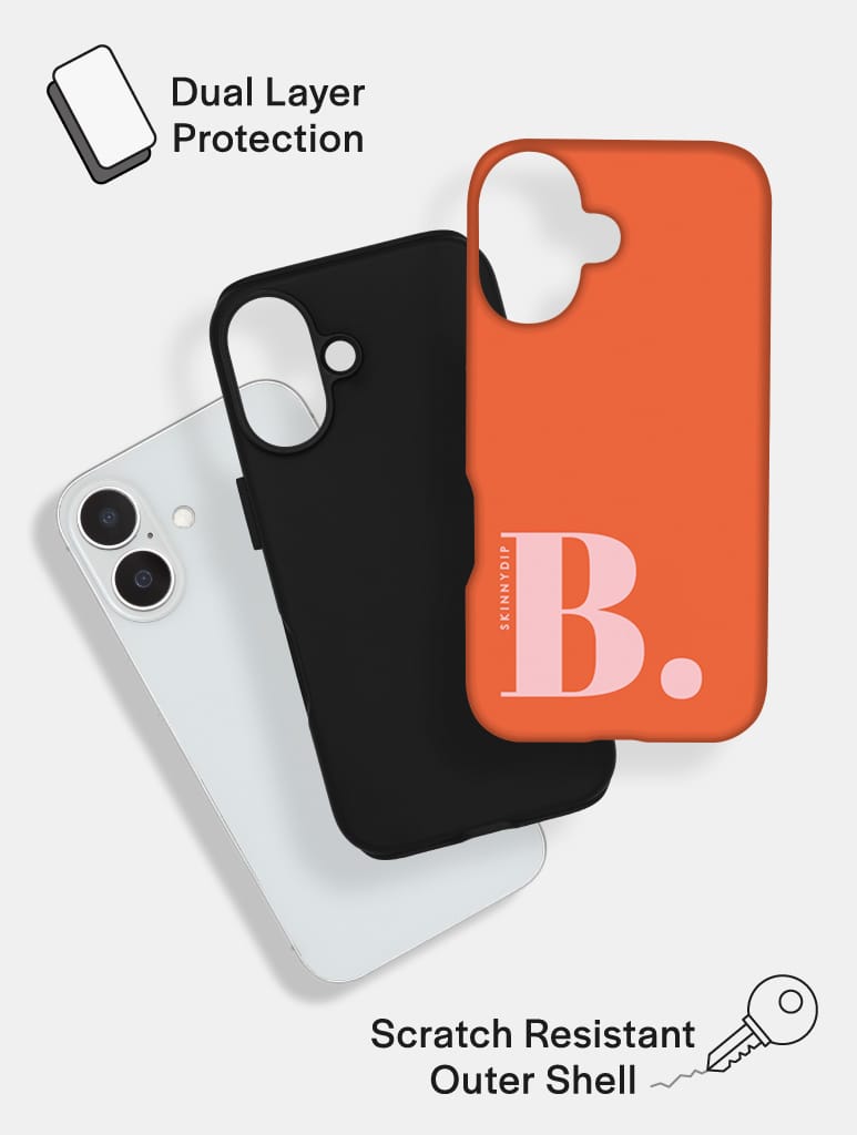 'B' Initial Orange Ultra Protective iPhone Case Phone Cases Skinnydip London