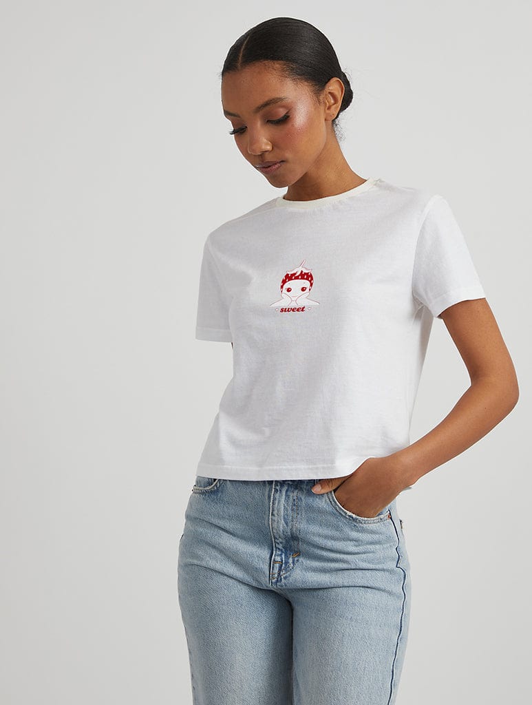 Baby Angel Red Strawberry Baby T-Shirt in White Tops & T-Shirts Skinnydip London