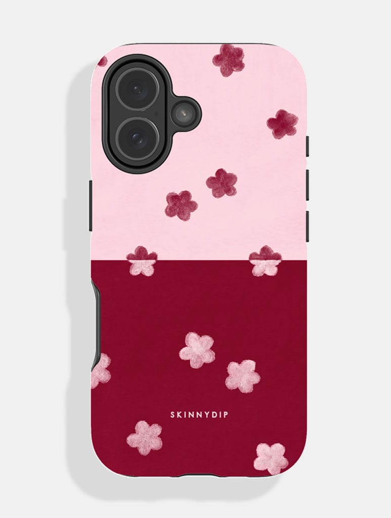 Baby Pink and Red Two-Tone Flower Ultra Protective iPhone Case Phone Cases Skinnydip London