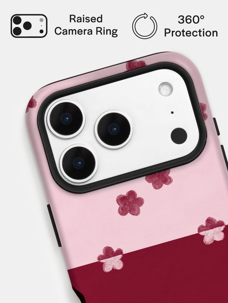 Baby Pink and Red Two-Tone Flower Ultra Protective iPhone Case Phone Cases Skinnydip London