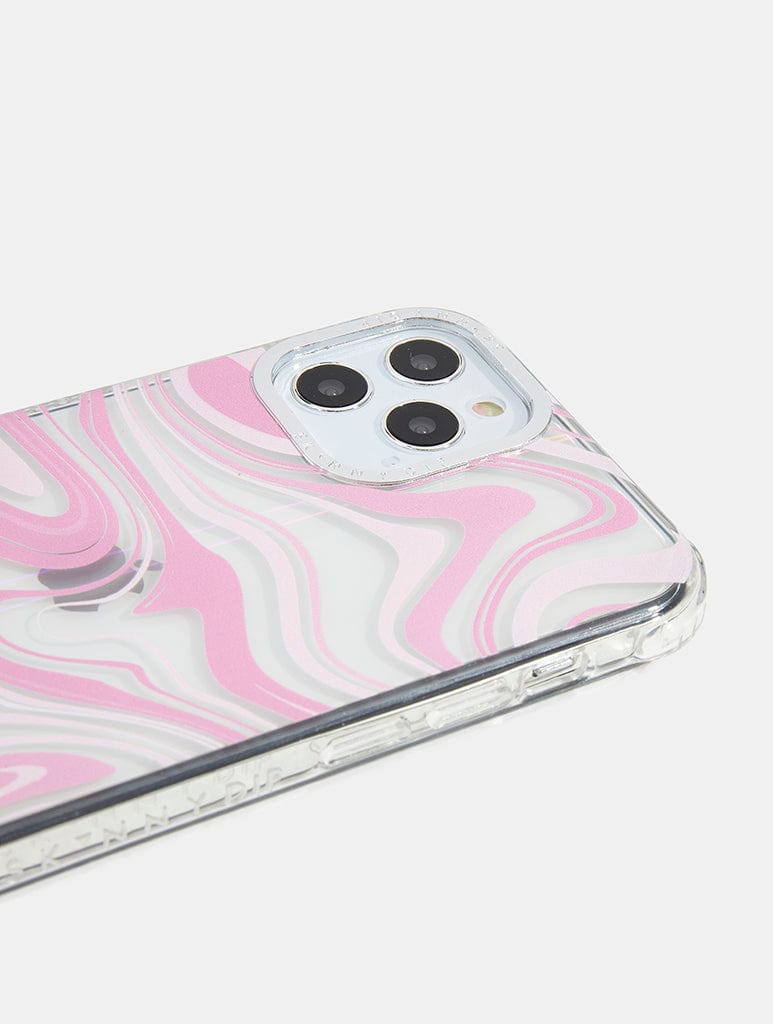 Baby Pink Swirl Holo Shock iPhone Case Phone Cases Skinnydip London