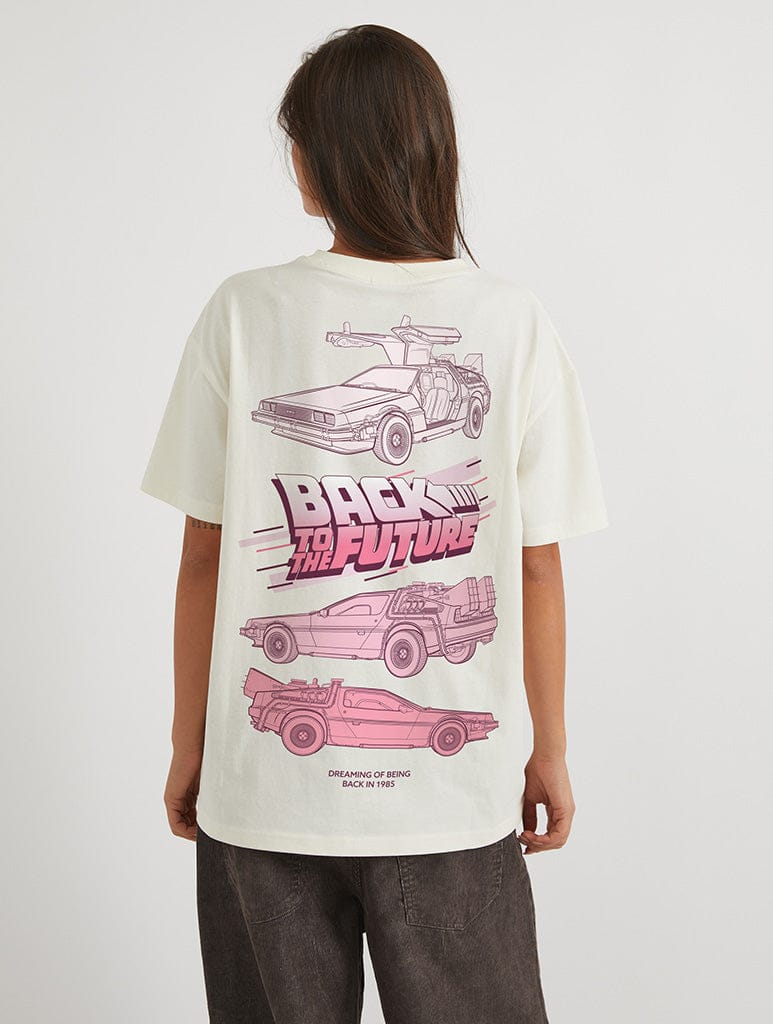 Back To The Future x Skinnydip DeLorean Car T-Shirt In White Tops & T-Shirts Skinnydip London
