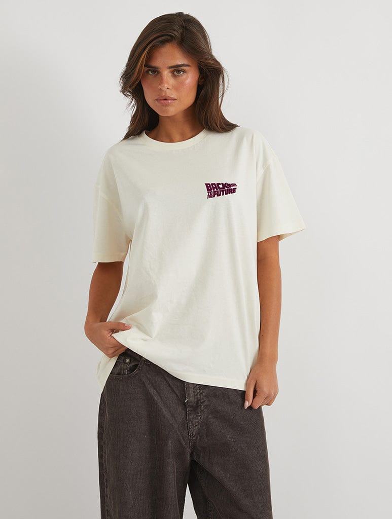 Back To The Future x Skinnydip DeLorean Car T-Shirt In White Tops & T-Shirts Skinnydip London