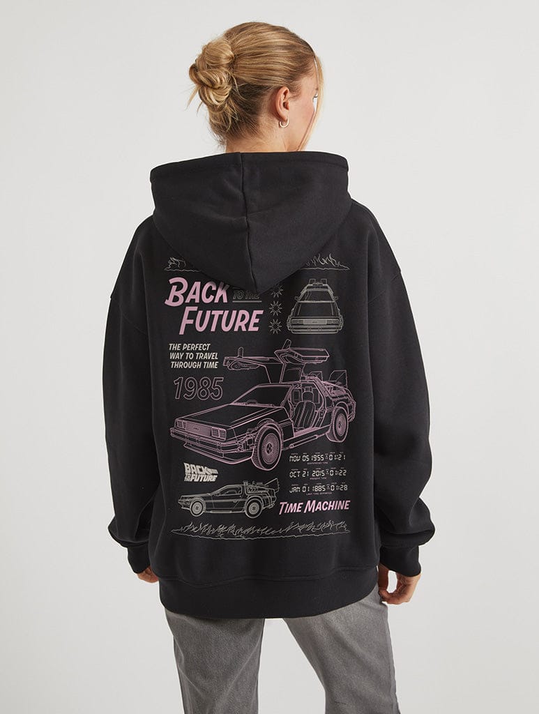 Back To The Future x Skinnydip DeLorean Outline Hoodie In Black Hoodies & Sweatshirts Skinnydip London