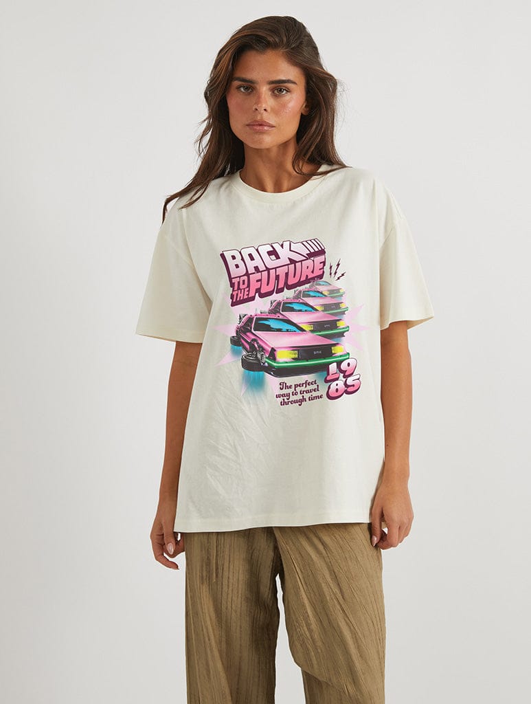 Back To The Future x Skinnydip Pink Poster T-Shirt In White Tops & T-Shirts Skinnydip London