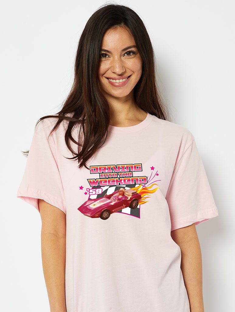 Barbie x Skinnydip Driving Into The Weekend T-Shirt Tops & T-Shirts Skinnydip London
