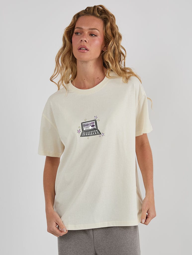 Belieber Sticker T-Shirt In White Tops & T-Shirts Skinnydip London