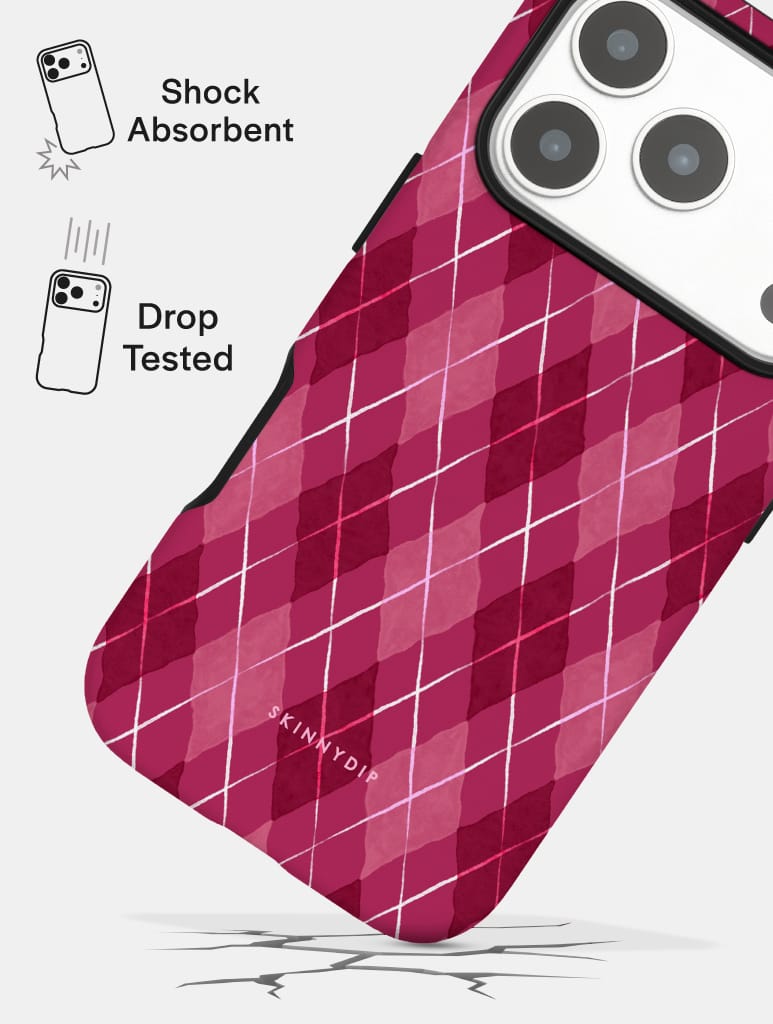 Berry Argyle Check Ultra Protective iPhone Case Phone Cases Skinnydip London