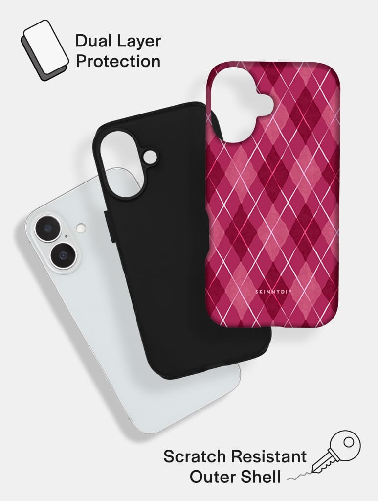 Berry Argyle Check Ultra Protective iPhone Case Phone Cases Skinnydip London