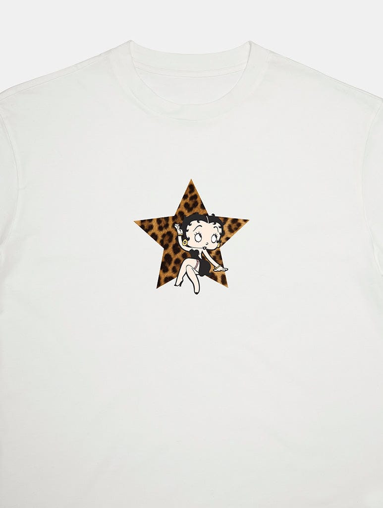 Betty Boop x Skinnydip Leopard Star Baby T-Shirt In White Tops & T-Shirts Skinnydip London