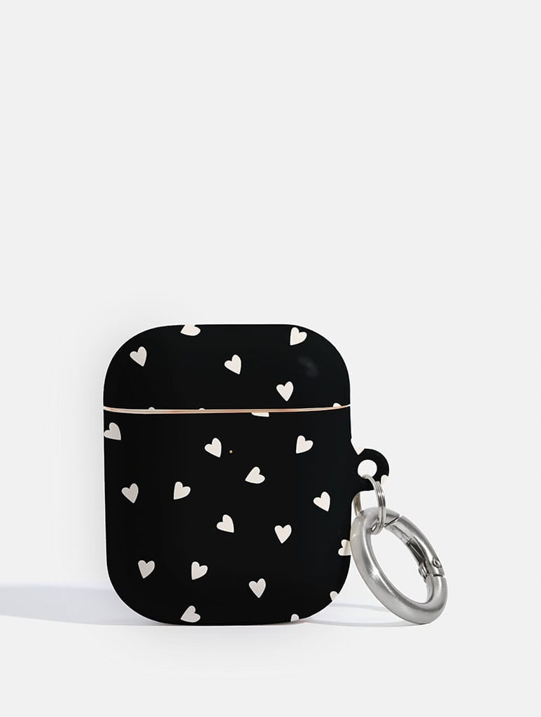 Black And Cream Ditsy Hearts AirPods Case AirPods Cases Skinnydip London
