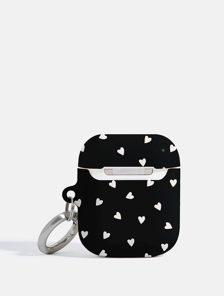 Black And Cream Ditsy Hearts AirPods Case AirPods Cases Skinnydip London