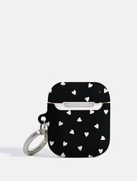 Black And Cream Ditsy Hearts AirPods Case AirPods Cases Skinnydip London