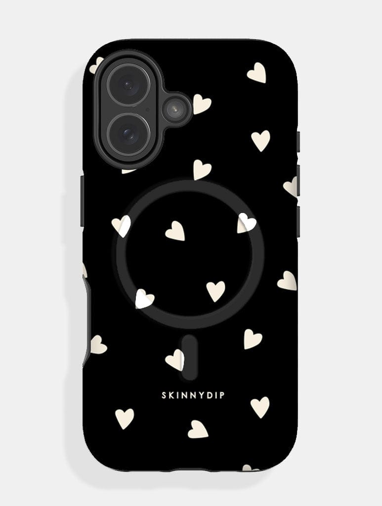 Black and Cream Ditsy Hearts MagSafe Ultra Protective iPhone Case Phone Cases Skinnydip London