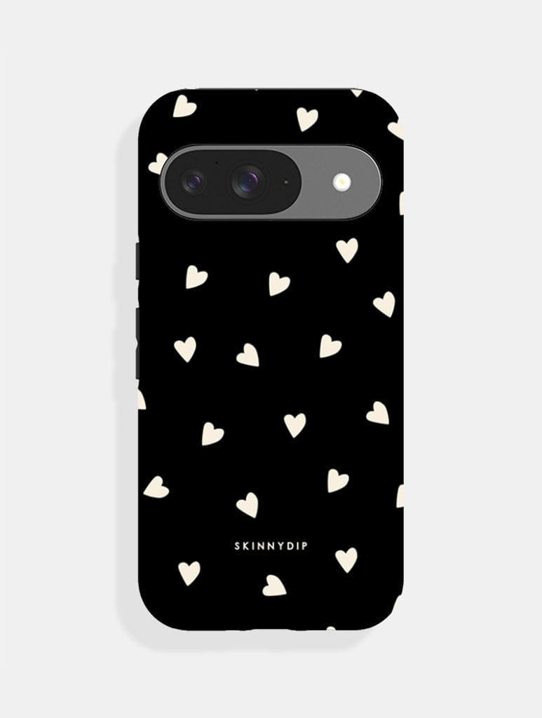 Black and Cream Ditsy Hearts Ultra Protective Google Pixel Case Phone Cases Skinnydip London