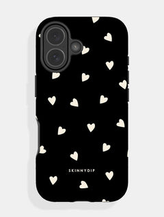 Black and Cream Ditsy Hearts Ultra Protective iPhone Case Phone Cases Skinnydip London