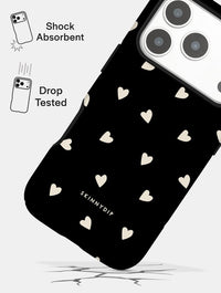 Black and Cream Ditsy Hearts Ultra Protective iPhone Case Tech Skinnydip London
