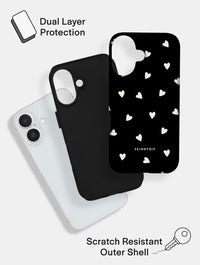 Black and Cream Ditsy Hearts Ultra Protective iPhone Case Tech Skinnydip London