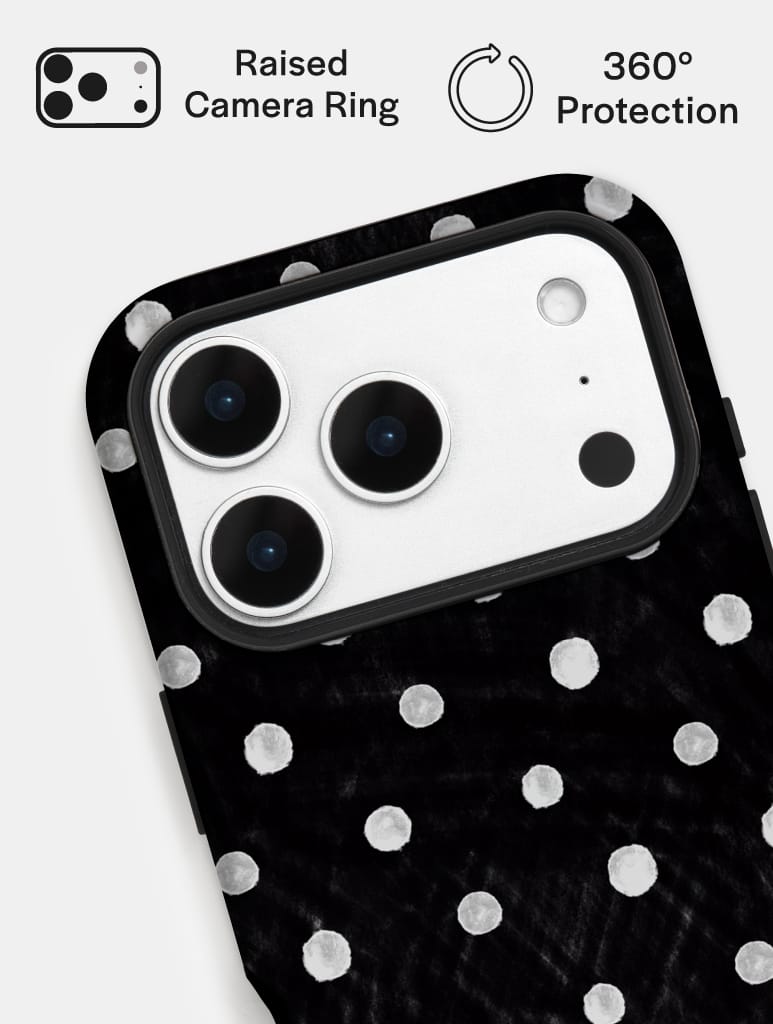 Black And White Painted Polka Dot Ultra Protective iPhone Case Phone Cases Skinnydip London
