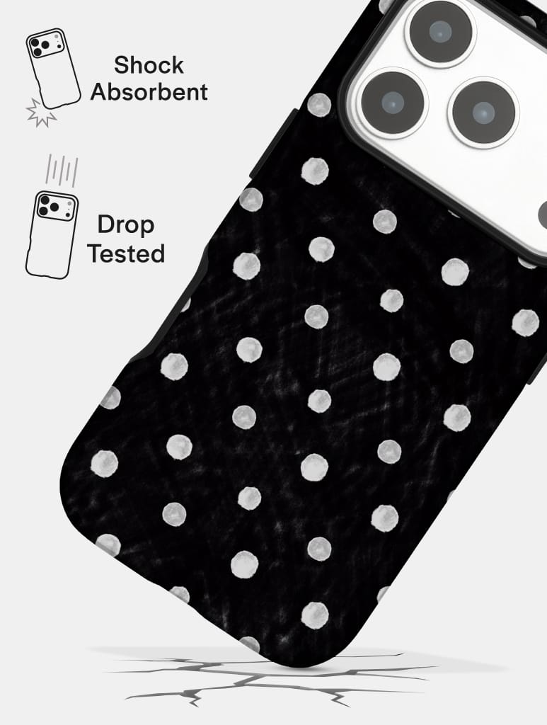 Black And White Painted Polka Dot Ultra Protective iPhone Case Phone Cases Skinnydip London