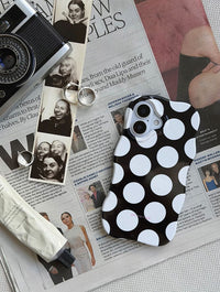 Black and White Polka Dots Wiggle Ultra Protective iPhone Case Phone Cases Skinnydip London