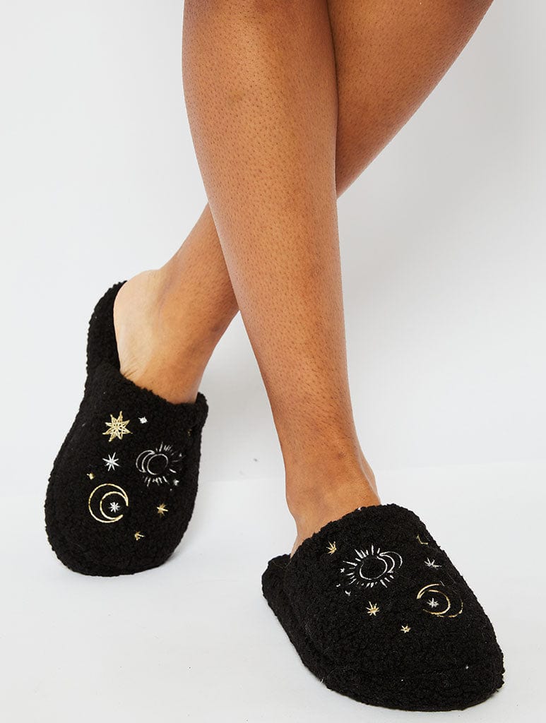 Black Celestial Slippers Footwear Skinnydip London