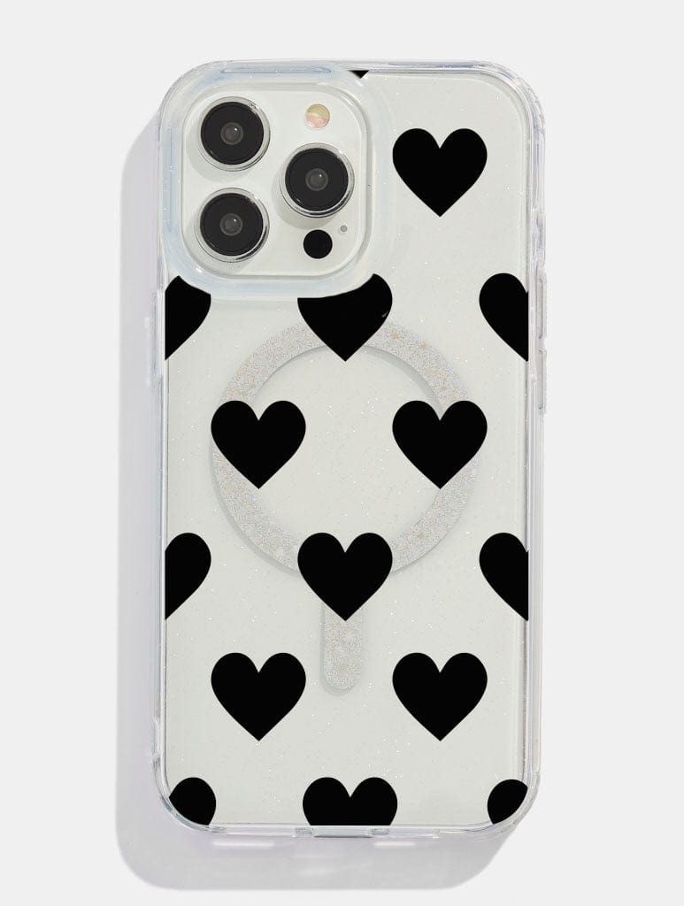 Black Heart Glitter MagSafe iPhone Case Phone Cases Skinnydip London