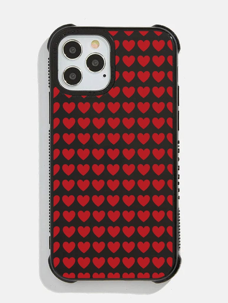Black & Red Heart Repeat Shock iPhone Case Phone Cases Skinnydip London