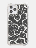 Black Warped Happy Face Shock iPhone Case Phone Cases Skinnydip London