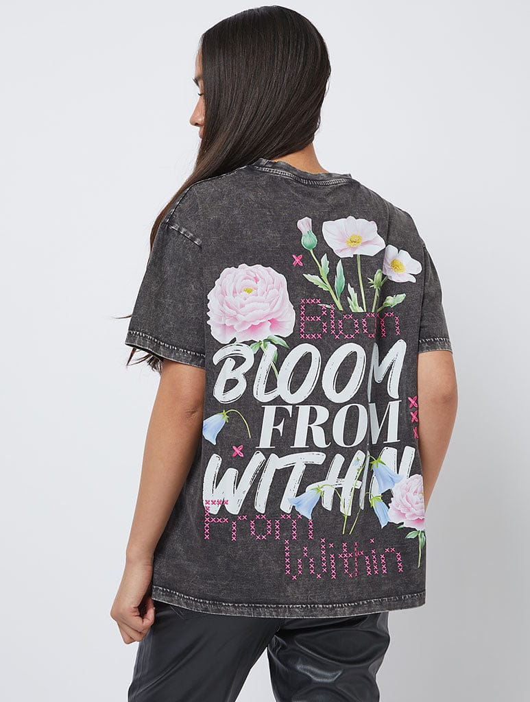 Bloom From Within Acid Wash T-Shirt Tops & T-Shirts Skinnydip London