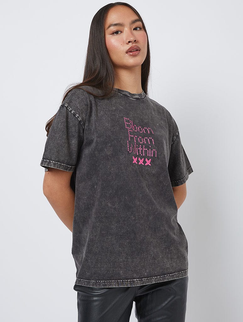 Bloom From Within Acid Wash T-Shirt Tops & T-Shirts Skinnydip London