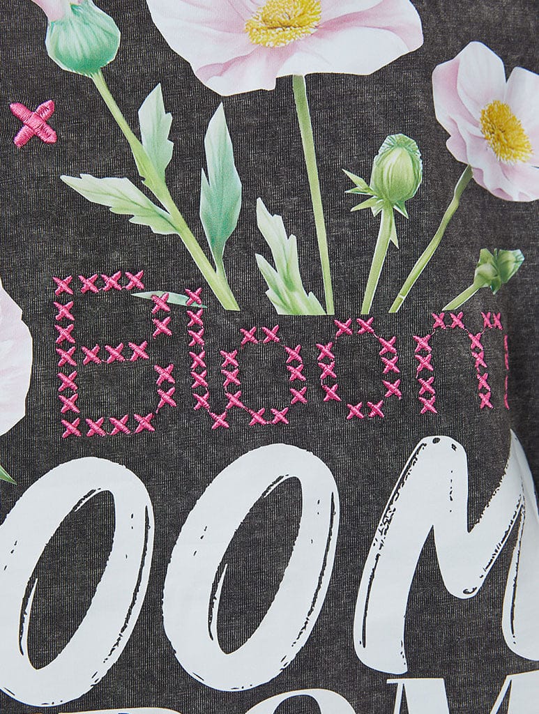 Bloom From Within Acid Wash T-Shirt Tops & T-Shirts Skinnydip London