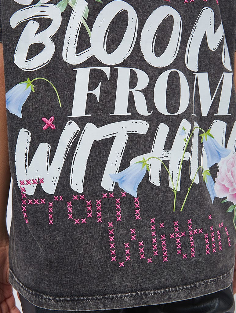 Bloom From Within Acid Wash T-Shirt Tops & T-Shirts Skinnydip London