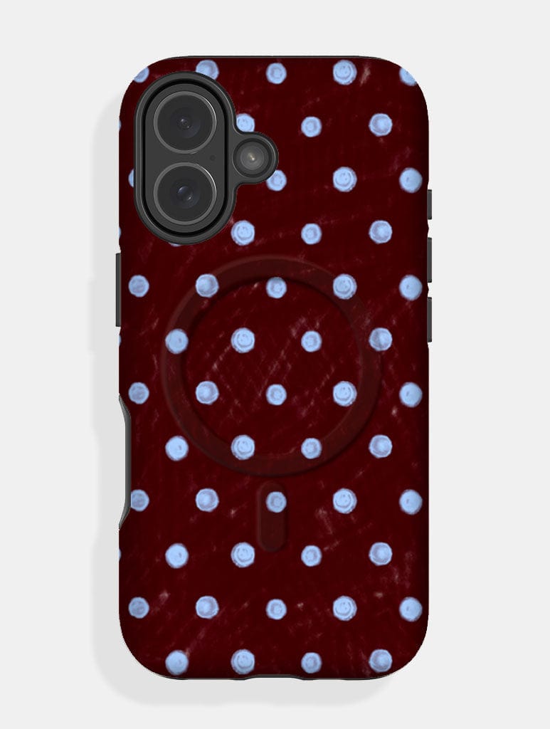 Blue and Brown Painted Polka Dot MagSafe Ultra Protective iPhone Case Phone Cases Skinnydip London