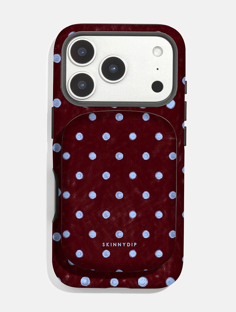 Blue and Brown Painted Polka Dot Portable Magsafe Charger Portable Chargers Skinnydip London