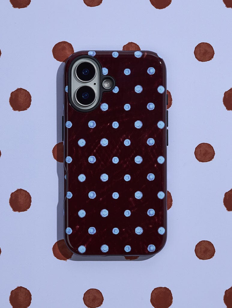 Blue And Brown Painted Polka Dot Ultra Protective iPhone Case Phone Cases Skinnydip London