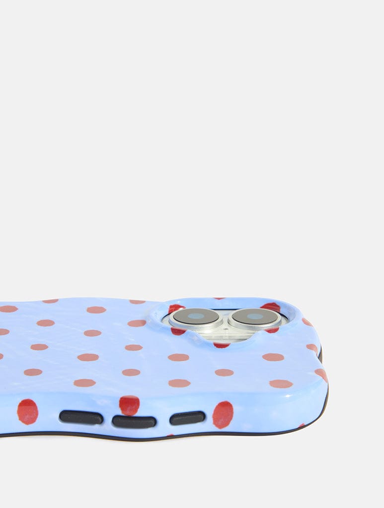 Blue and Burgundy Polka Dots Wiggle Ultra Protective iPhone Case Phone Cases Skinnydip London