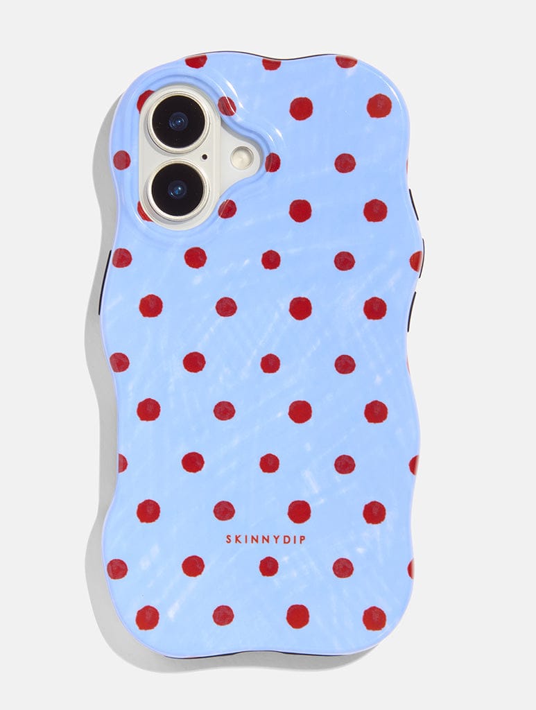 Blue and Burgundy Polka Dots Wiggle Ultra Protective iPhone Case Phone Cases Skinnydip London
