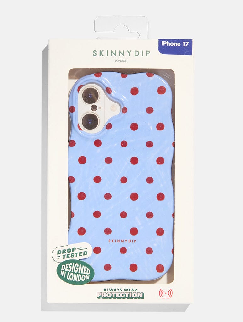 Blue and Burgundy Polka Dots Wiggle Ultra Protective iPhone Case Phone Cases Skinnydip London