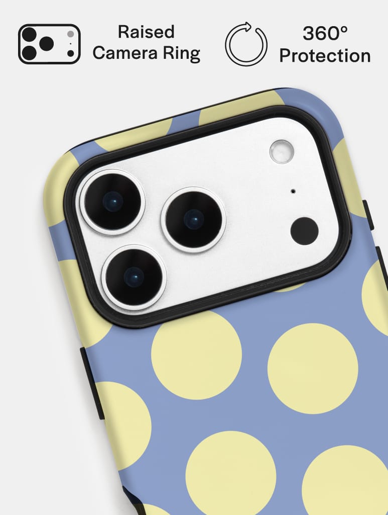 Blue and Yellow Polka Dots Ultra Protective iPhone Case Phone Cases Skinnydip London