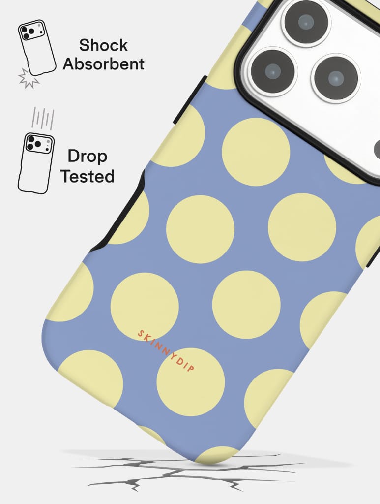 Blue and Yellow Polka Dots Ultra Protective iPhone Case Phone Cases Skinnydip London