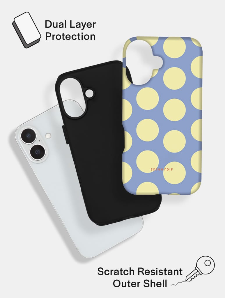 Blue and Yellow Polka Dots Ultra Protective iPhone Case Phone Cases Skinnydip London