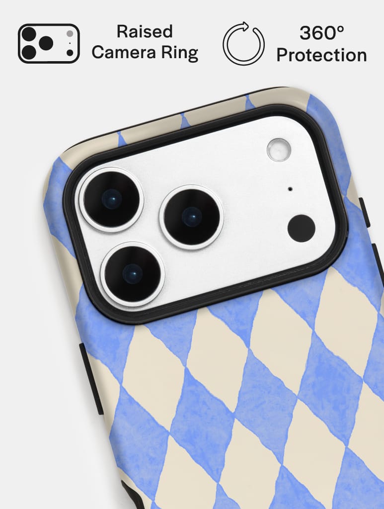 Blue Diamond Check Ultra Protective iPhone Case Phone Cases Skinnydip London