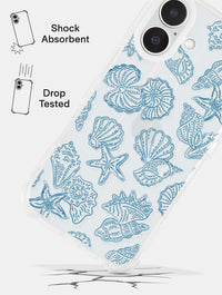 Blue Outline Sea Shells Shock iPhone Case Phone Cases Skinnydip London