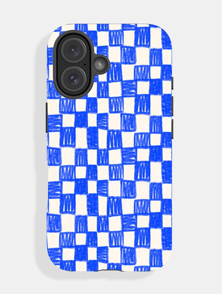 Blue Sketchy Checkerboard Ultra Protective iPhone Case Phone Cases Skinnydip London