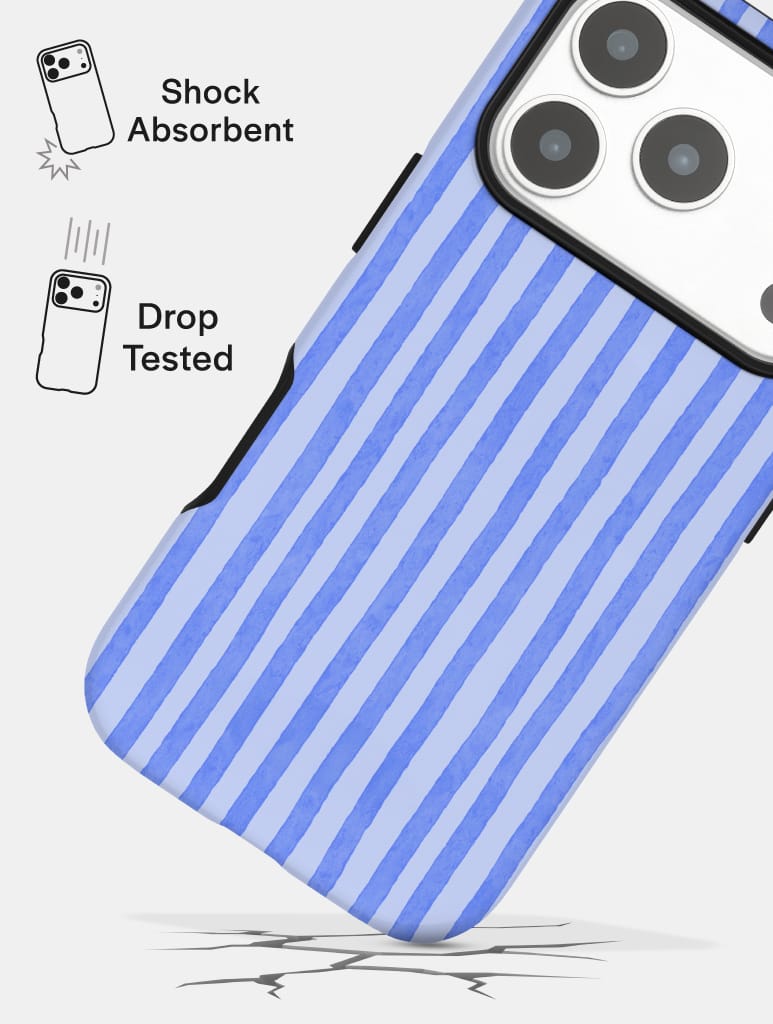 Blue Stripe Ultra Protective iPhone Case Phone Cases Skinnydip London
