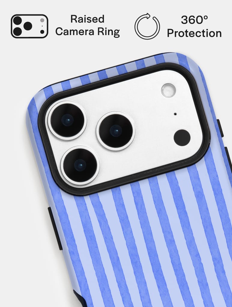 Blue Stripe Ultra Protective iPhone Case Phone Cases Skinnydip London