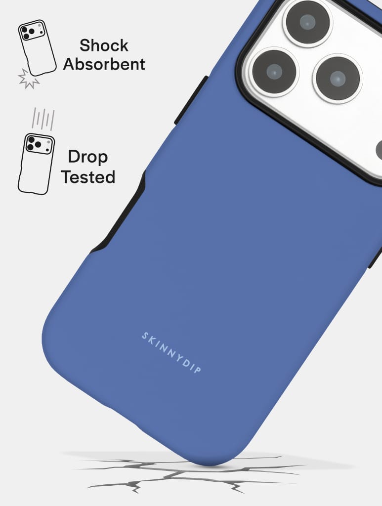 Blue with Light Blue Solid Colour Ultra Protective iPhone Case Phone Cases Skinnydip London
